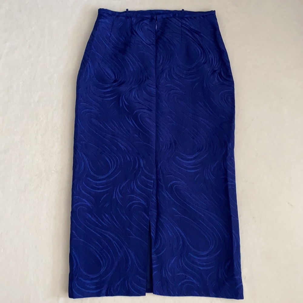 {VTG} John Meyer of Norwich | Metallic Jacquard Jacket Skirt Set Royal Blue (8) - Picture 15 of 16